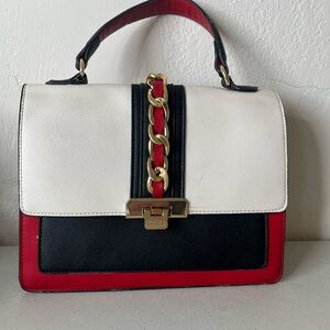 ALDO White, Black & Red Colorblock Top-Handle Satchel